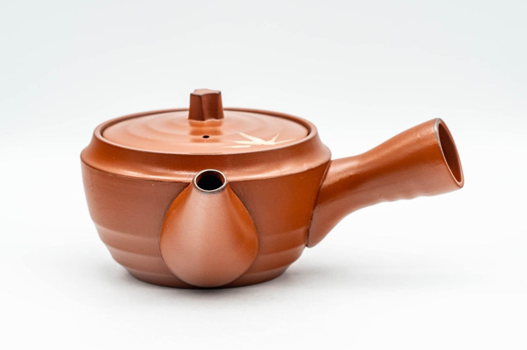 Japanese Tea Set - Gold Bamboo Tokoname-yaki Debeso Kyusu Teapot with 5 Yunomi Teacups