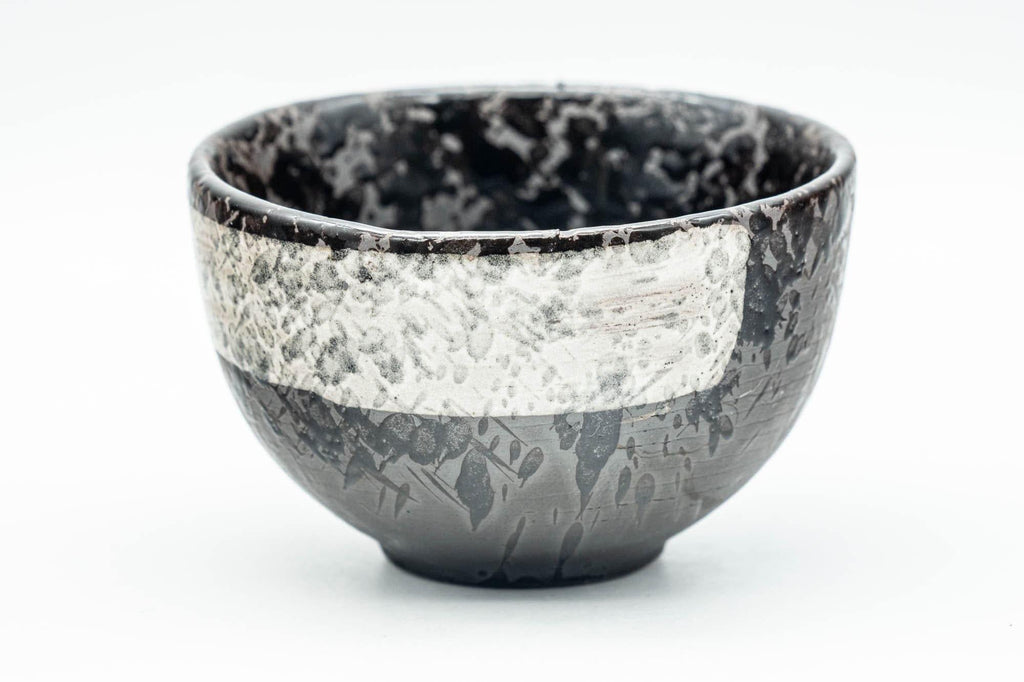 Japanese Teacups - Pair of Metallic Black Hakeme Guinomi - 60ml