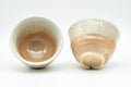 Japanese Teacups - Pair of Beige Pink Weathered Hagi-yaki Yunomi - 90ml