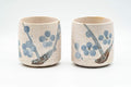 Japanese Teacups - Pair of Pink Floral Tsutsu-gata Yunomi - 170ml