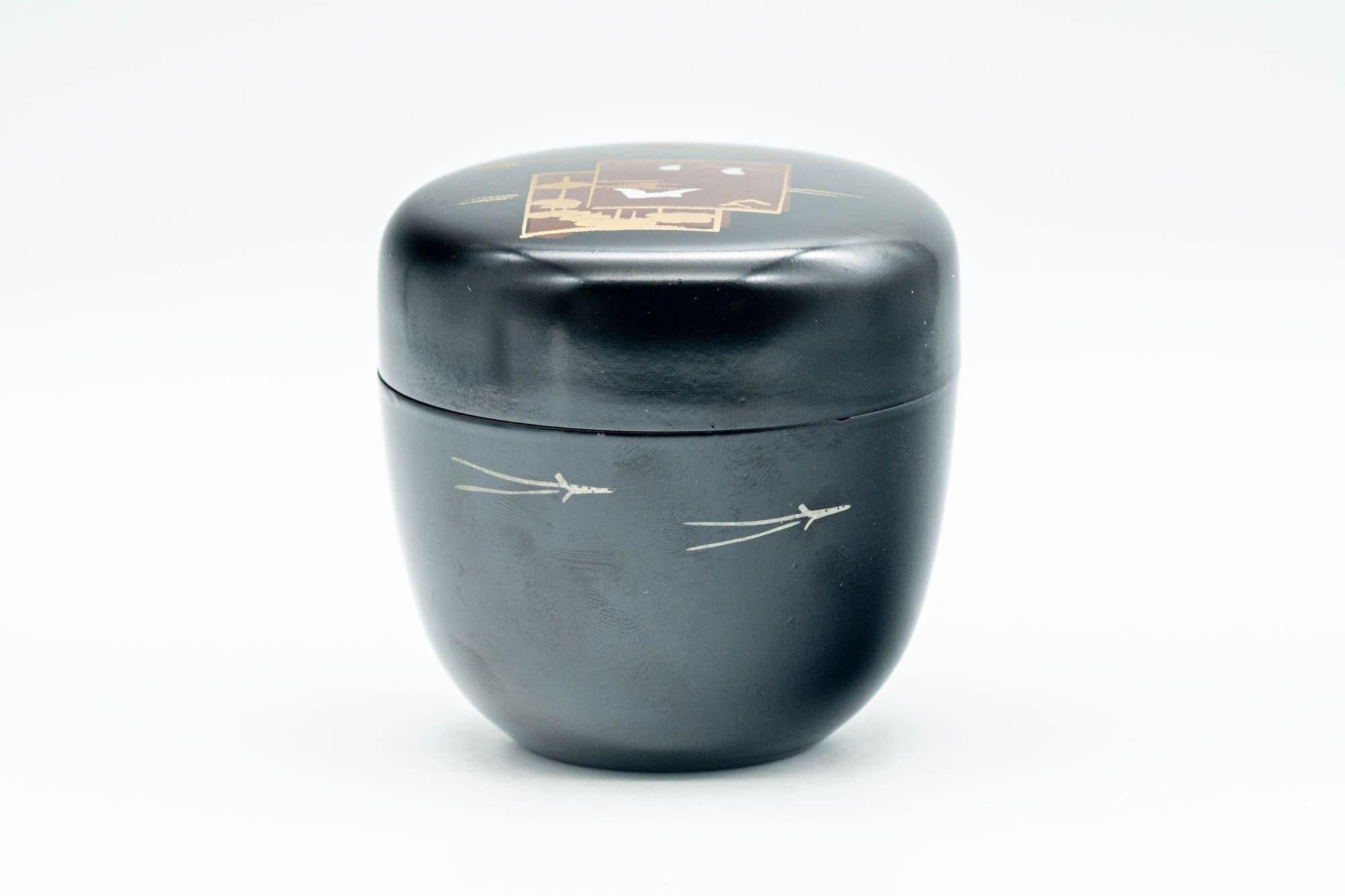 Japanese Natsume - Black Motifs Urushi Lacquer Matcha Tea Caddy - 100ml