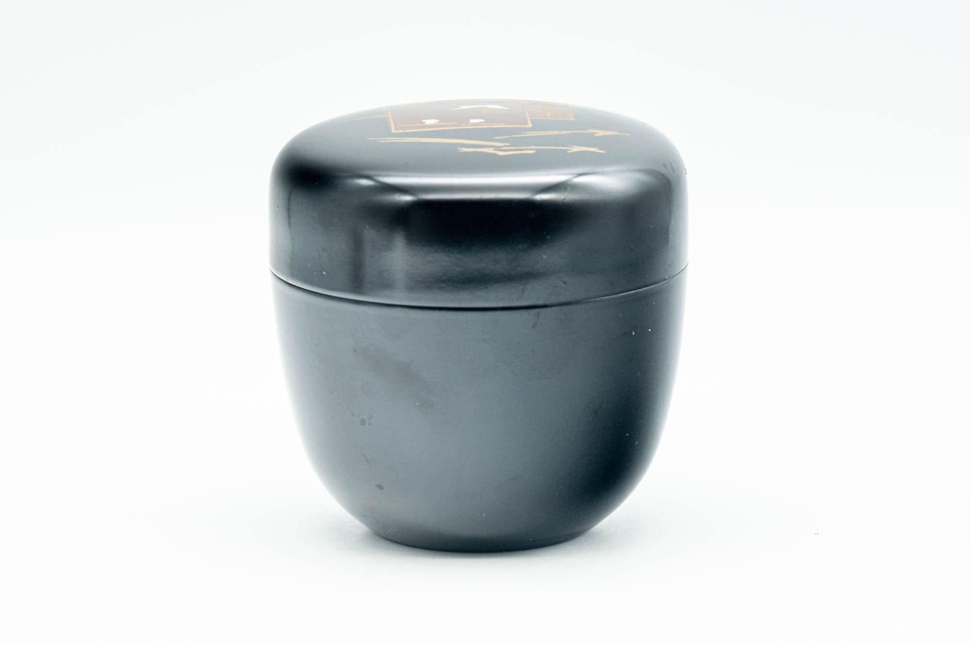 Japanese Natsume - Black Motifs Urushi Lacquer Matcha Tea Caddy - 100ml