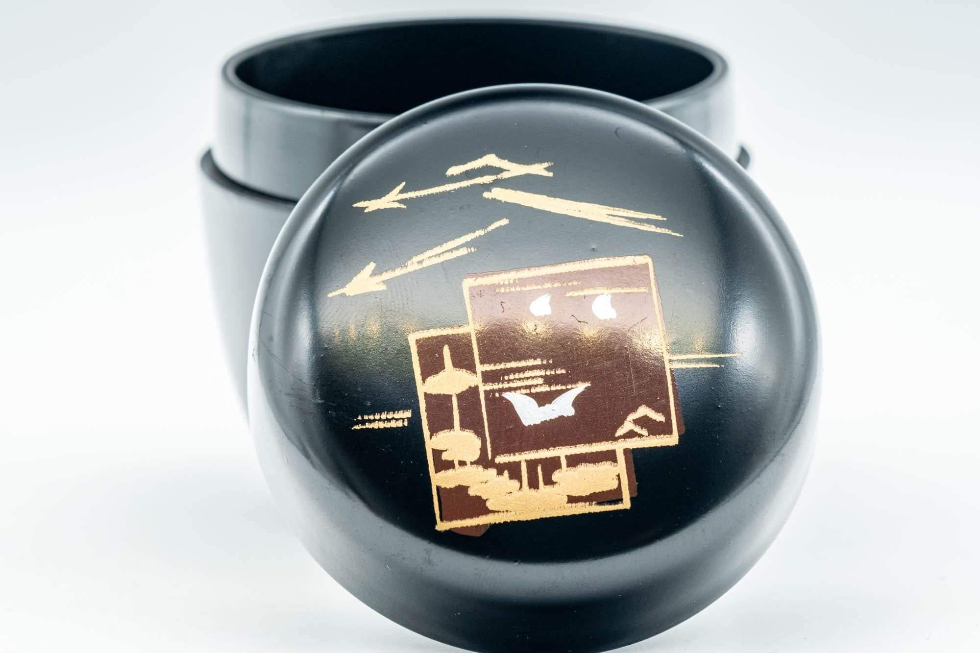 Japanese Natsume - Black Motifs Urushi Lacquer Matcha Tea Caddy - 100ml