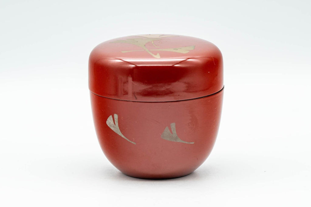 Japanese Natsume - Ginkgo Leaves Red Lacquer Matcha Tea Caddy - 100ml