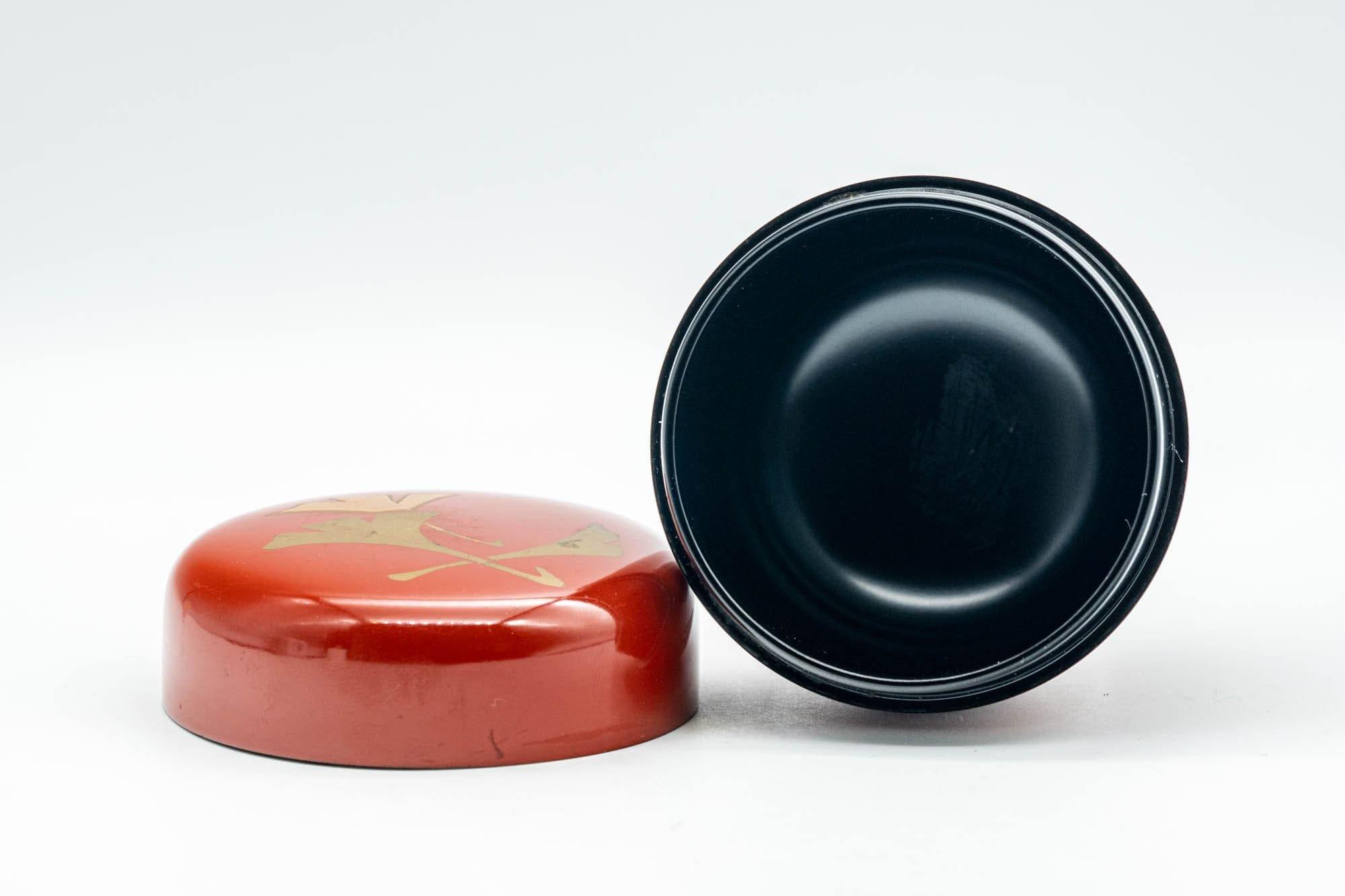 Japanese Natsume - Ginkgo Leaves Red Lacquer Matcha Tea Caddy - 100ml