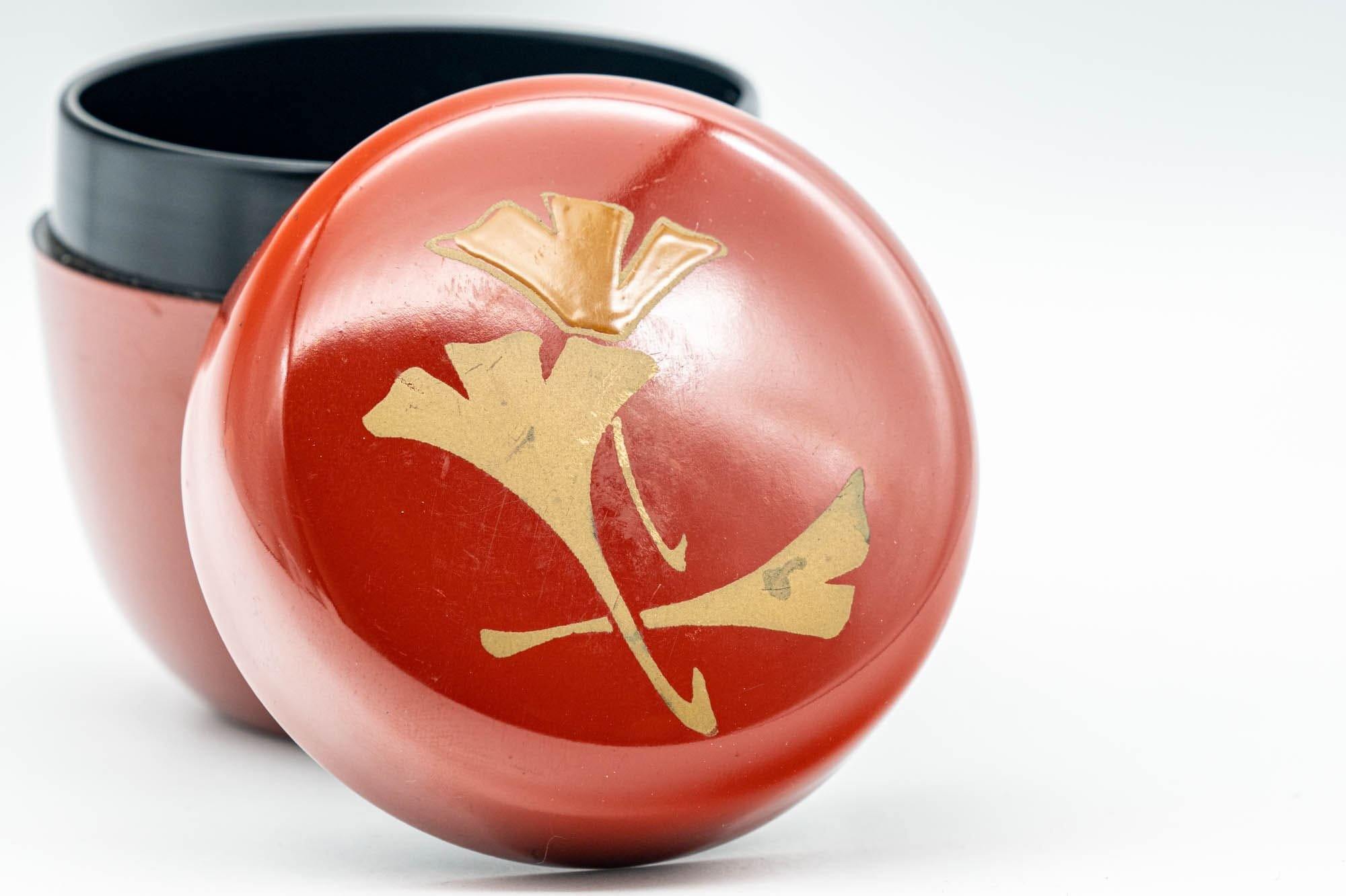 Japanese Natsume - Ginkgo Leaves Red Lacquer Matcha Tea Caddy - 100ml