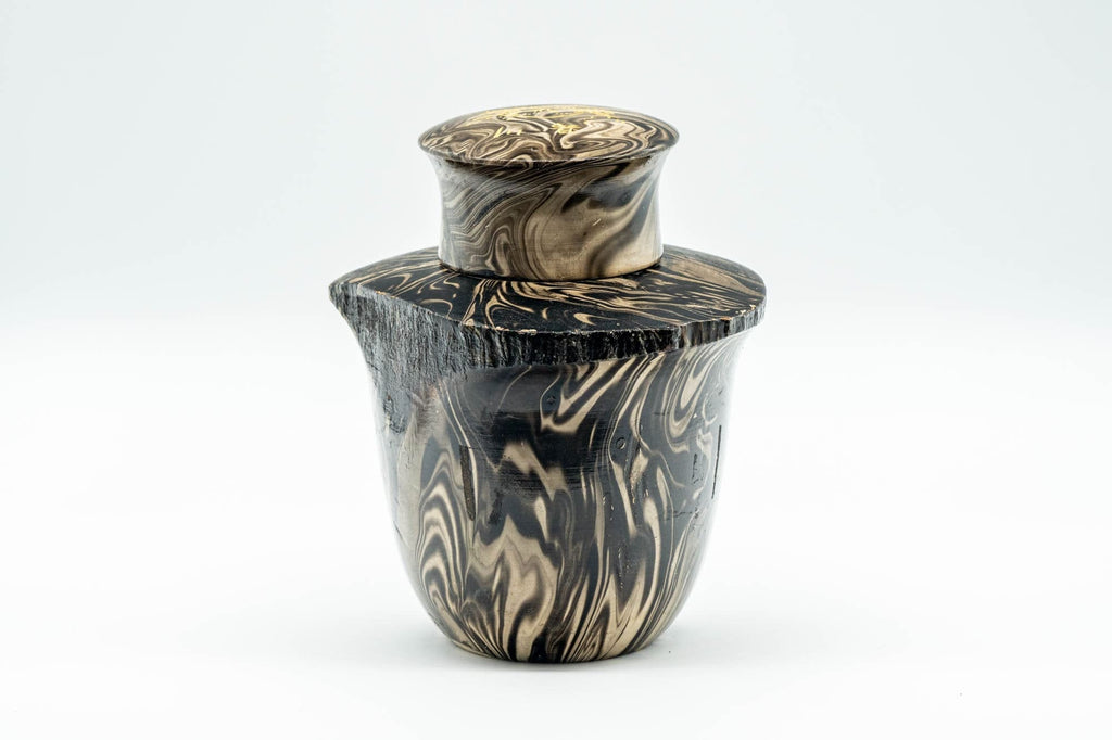 Japanese Chatsubo - Suminagashi Marbled Wooden Tea Canister - 200ml