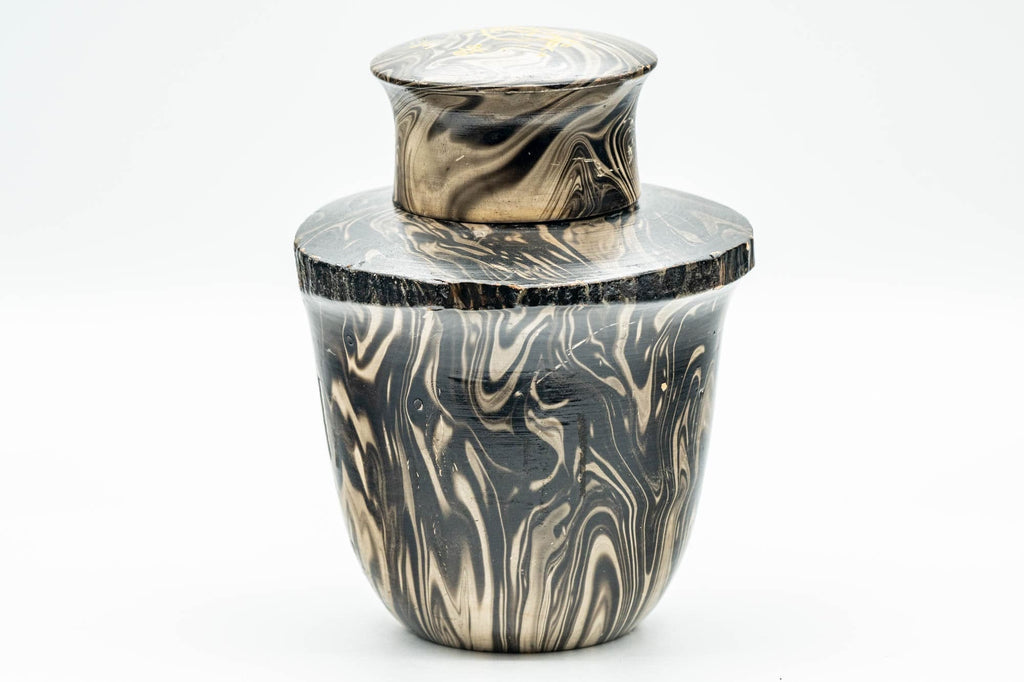 Japanese Chatsubo - Suminagashi Marbled Wooden Tea Canister - 200ml