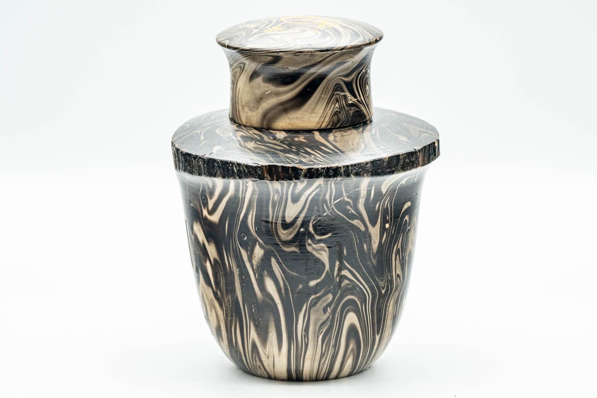 Japanese Chatsubo - Suminagashi Marbled Wooden Tea Canister - 200ml