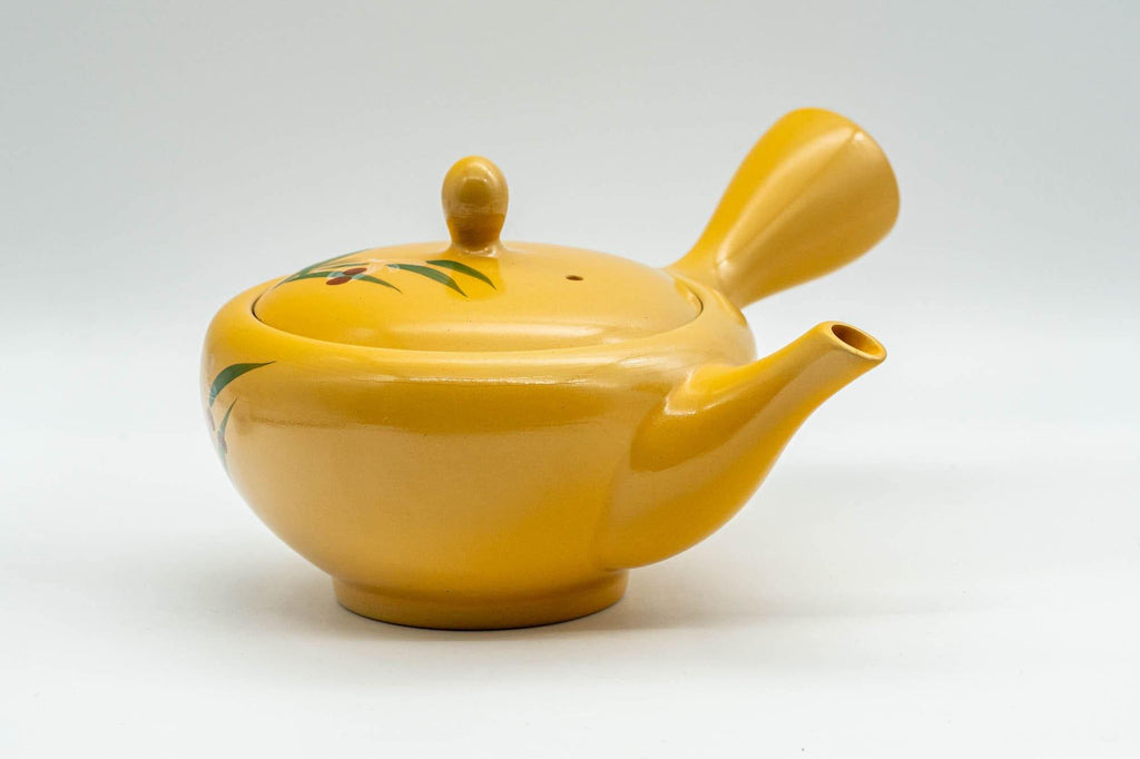 Japanese Kyusu - Floral Yellow Tokoname-yaki Teapot - 300ml