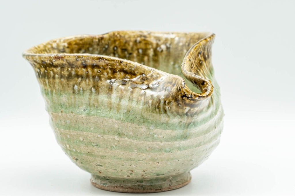 Japanese Katakuchi - Beige Green Crazed Glazed Tea Pouring Bowl - 400ml