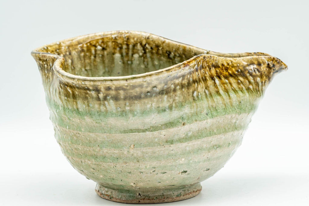 Japanese Katakuchi - Beige Green Crazed Glazed Tea Pouring Bowl - 400ml