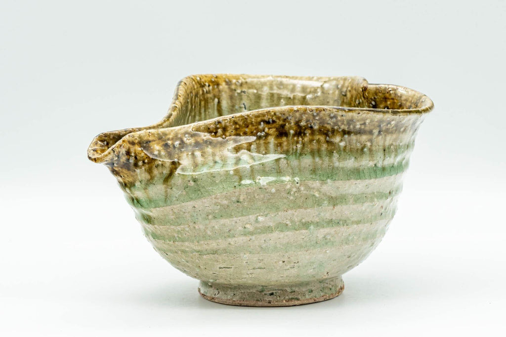 Japanese Katakuchi - Beige Green Crazed Glazed Tea Pouring Bowl - 400ml