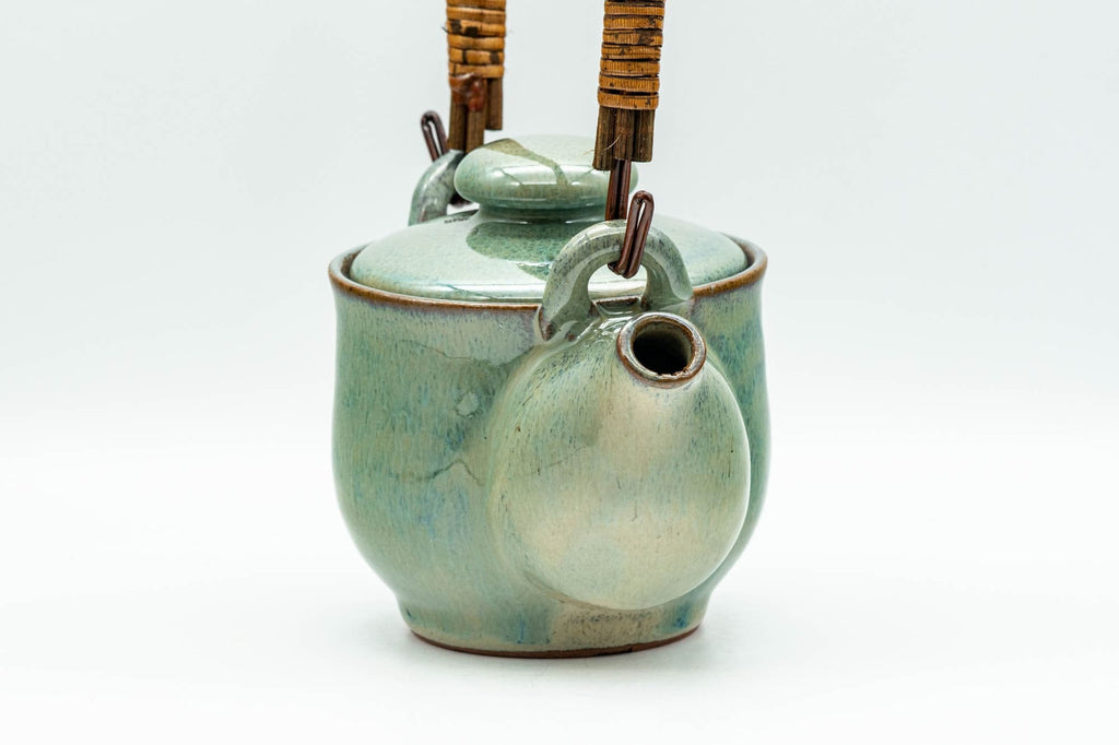 Japanese Tea Set - Green Glazed Dobin Do-ake Teapot with Katakuchi Water Cooler and 2 Yunomi Teacups