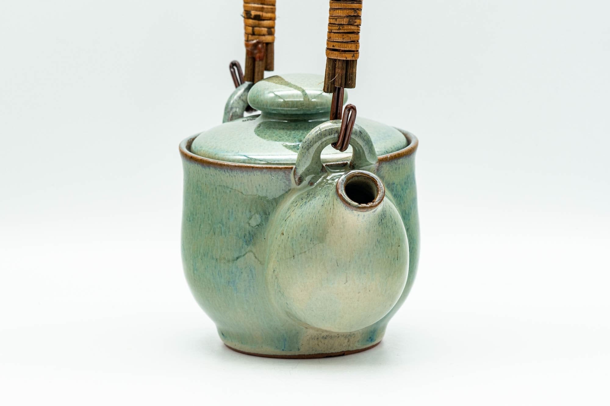Japanese Tea Set - Green Glazed Dobin Do-ake Teapot with Katakuchi Water Cooler and 2 Yunomi Teacups