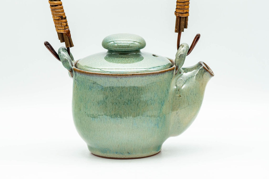 Japanese Tea Set - Green Glazed Dobin Do-ake Teapot with Katakuchi Water Cooler and 2 Yunomi Teacups
