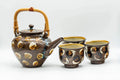 Japanese Tea Set - Brown Dobin Do-ake Teapot with 3 Yunomi Teacups