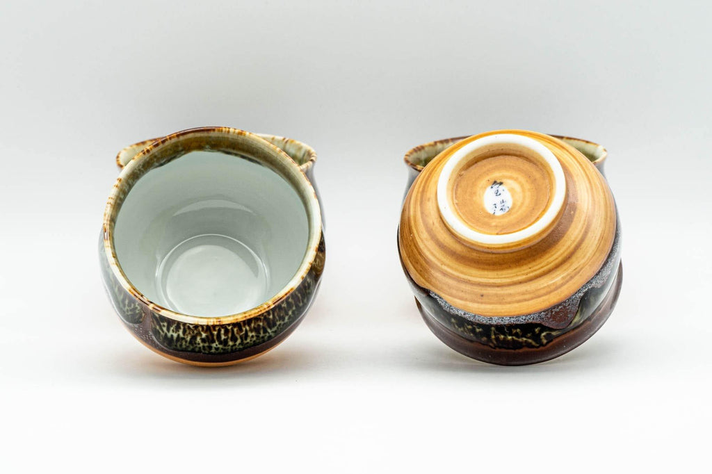 Japanese Tea Set - Drip Glazed Arita-yaki Debeso Kyusu Teapot with 4 Yunomi Teacups