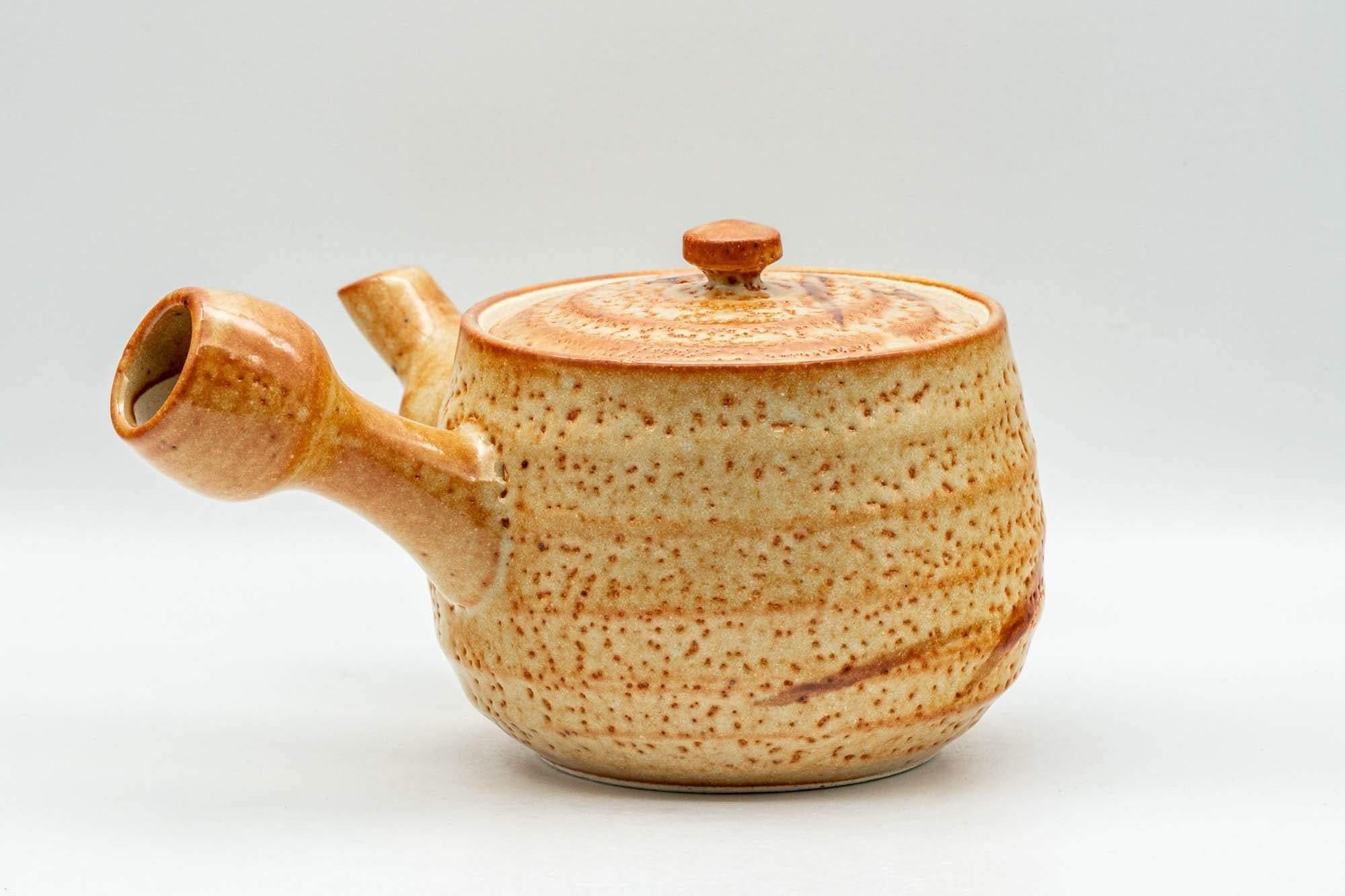 Japanese Tea Set - Orange Shino Glazed Debeso Kyusu Teapot with 3 Yunomi Teacups
