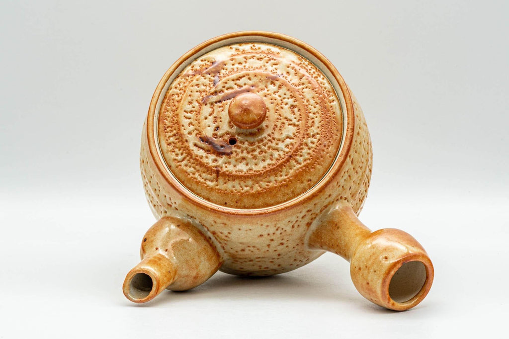 Japanese Tea Set - Orange Shino Glazed Debeso Kyusu Teapot with 3 Yunomi Teacups