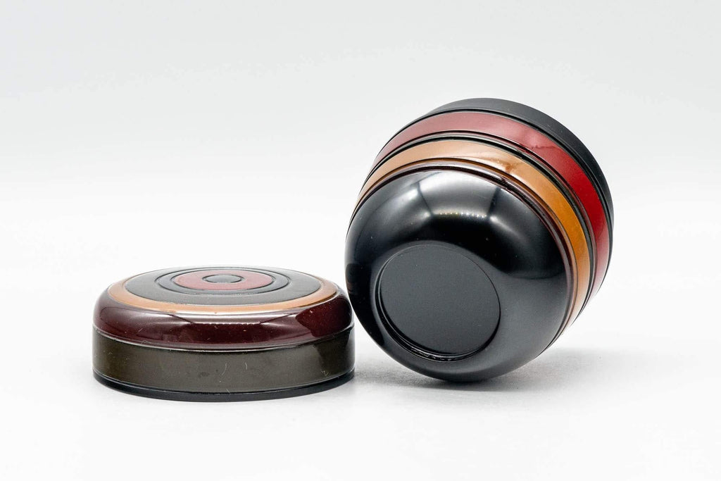 Japanese Natsume - Black Red Orange Green Striped Matcha Tea Caddy - 100ml
