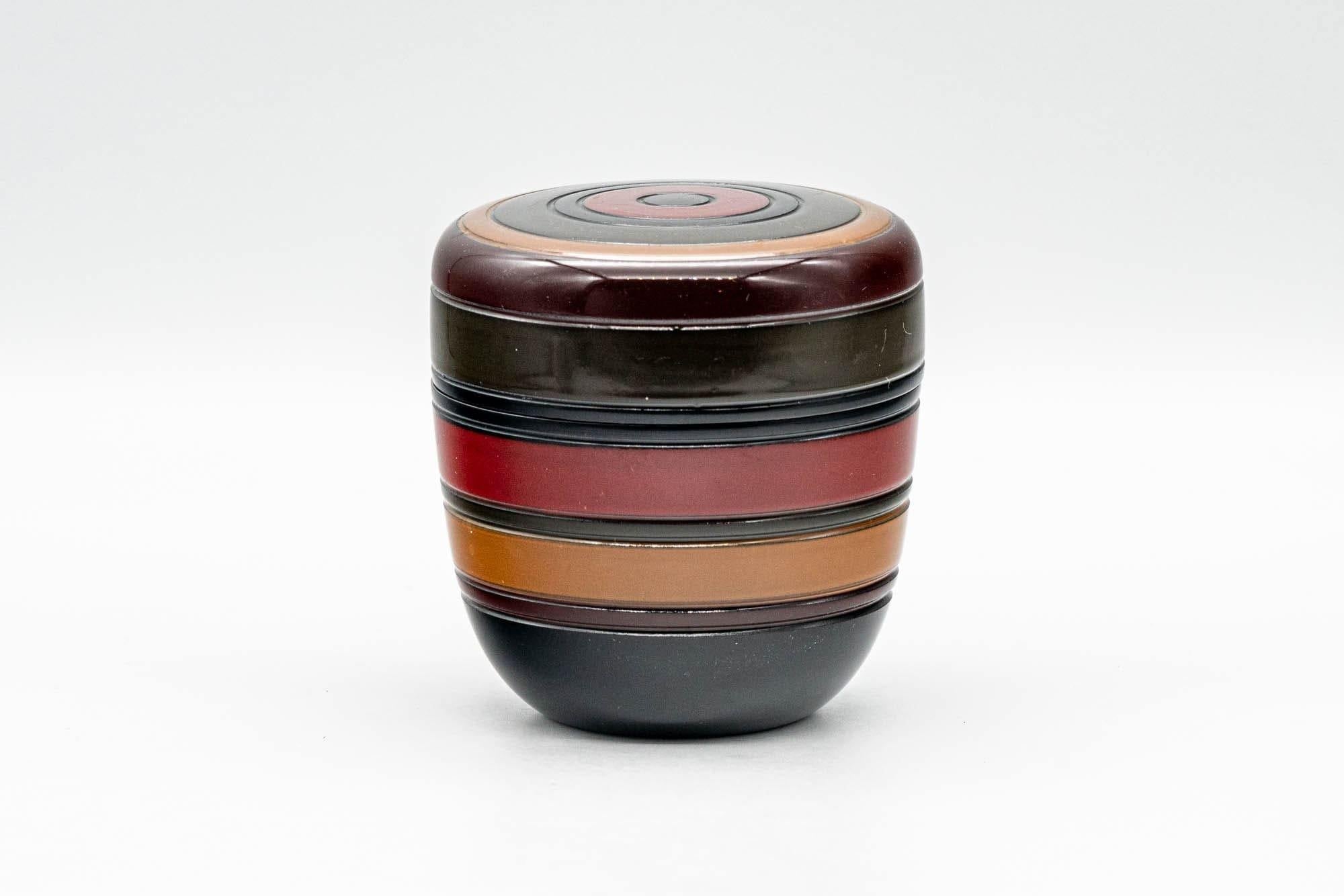 Japanese Natsume - Black Red Orange Green Striped Matcha Tea Caddy - 100ml