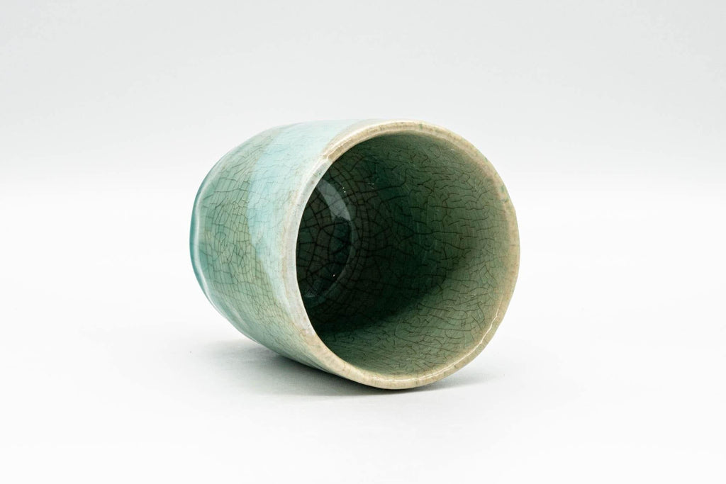 Japanese Teacup - Crazed Blue Green Glaze Wabi-Sabi Yunomi - 180ml