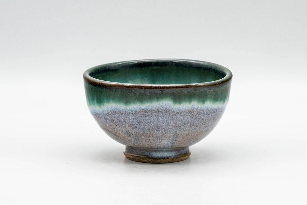 Japanese Teacup - Green Turquoise Drip-Glazed Yunomi - 90ml