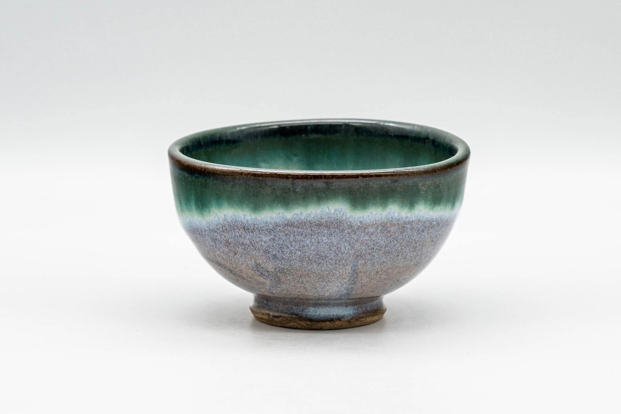 Japanese Teacup - Green Turquoise Drip-Glazed Yunomi - 90ml