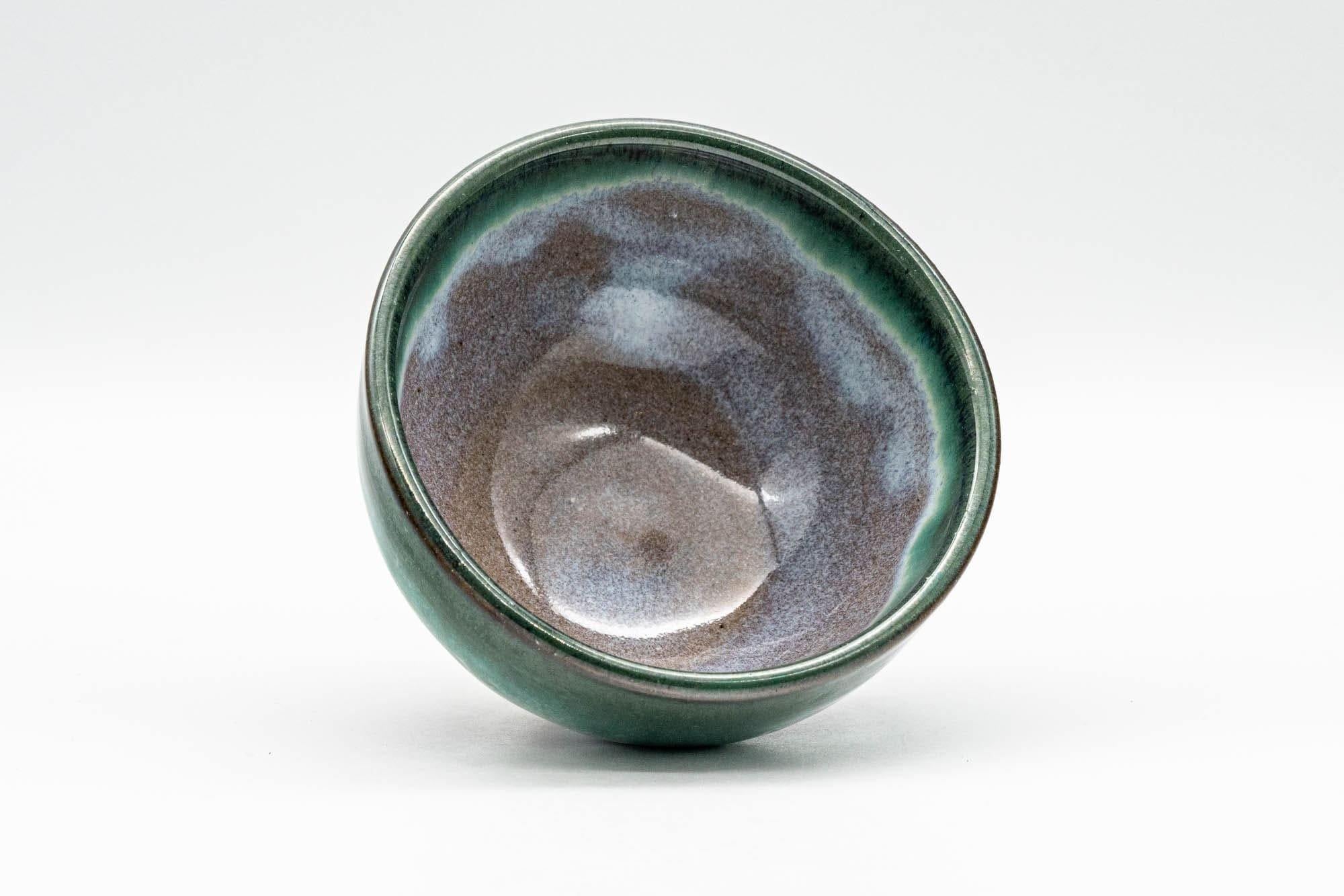 Japanese Teacup - Green Turquoise Drip-Glazed Yunomi - 90ml