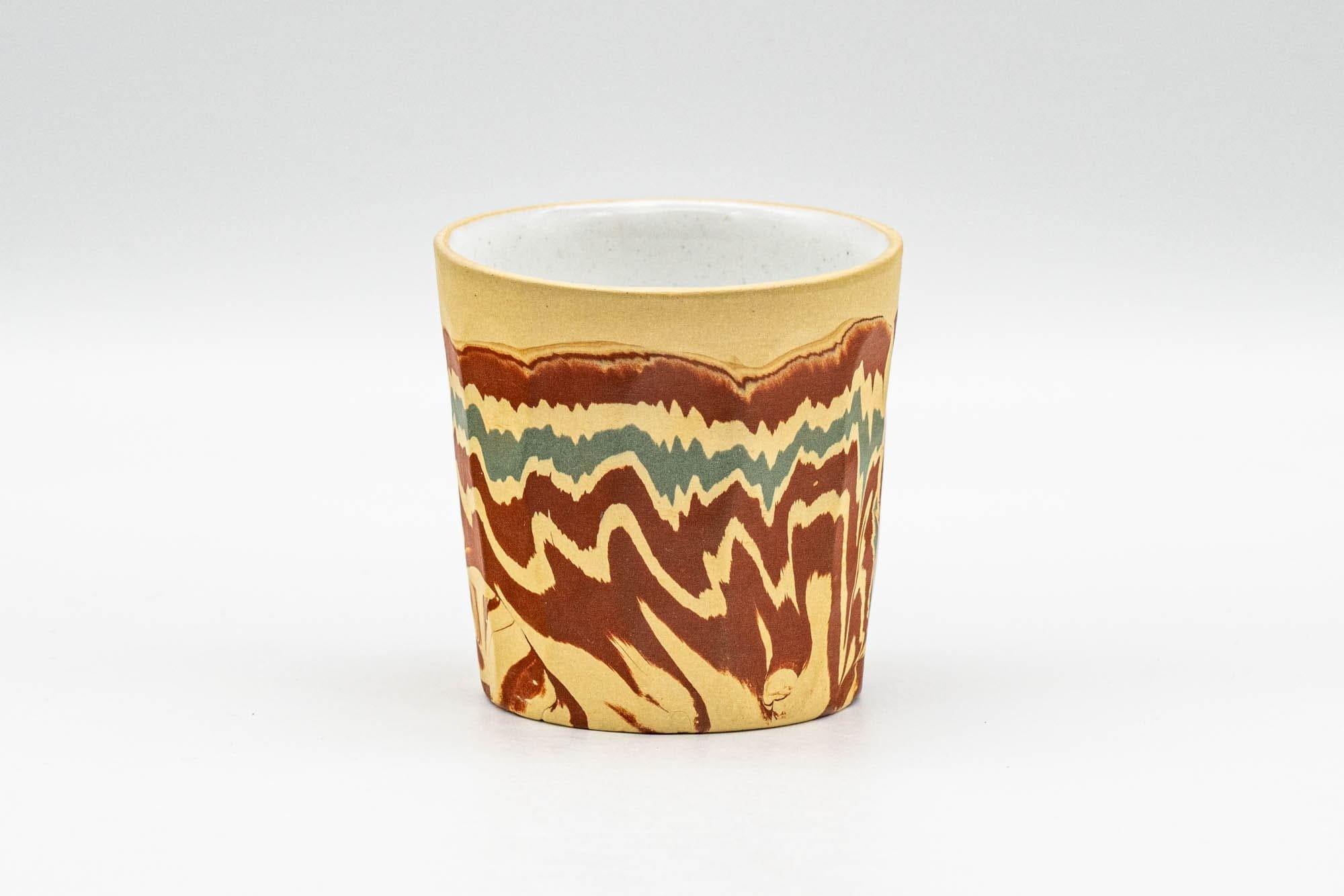 Japanese Teacup - Yellow Red Green and White Inner-Glazed Nerikomi Yunomi - 70ml