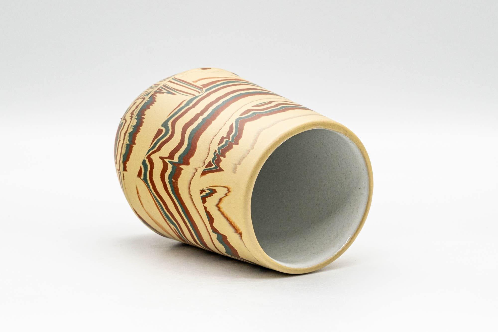 Japanese Teacup - Yellow Red Green and White Inner-Glazed Nerikomi Yunomi - 220ml