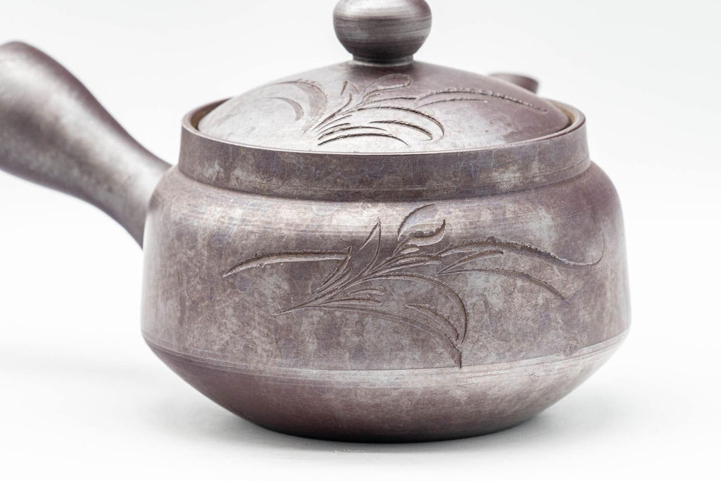 Japanese Kyusu - Floral Engraved Banko-yaki Debeso Teapot - 250ml