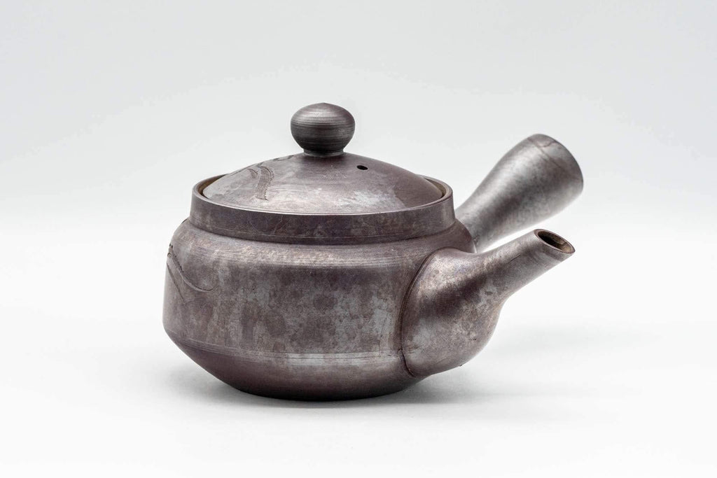 Japanese Kyusu - Floral Engraved Banko-yaki Debeso Teapot - 250ml