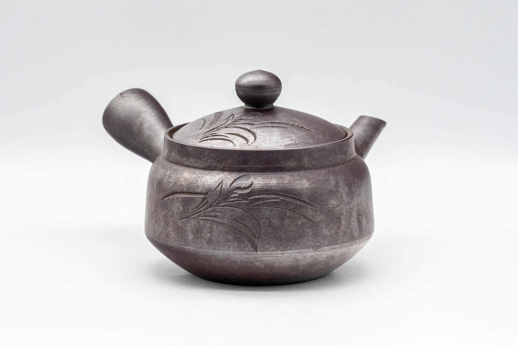 Japanese Kyusu - Floral Engraved Banko-yaki Debeso Teapot - 250ml
