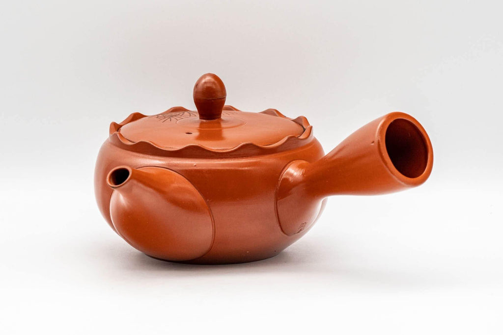 Japanese Kyusu - Crowned and Engraved Tokoname-yaki Teapot - 275ml