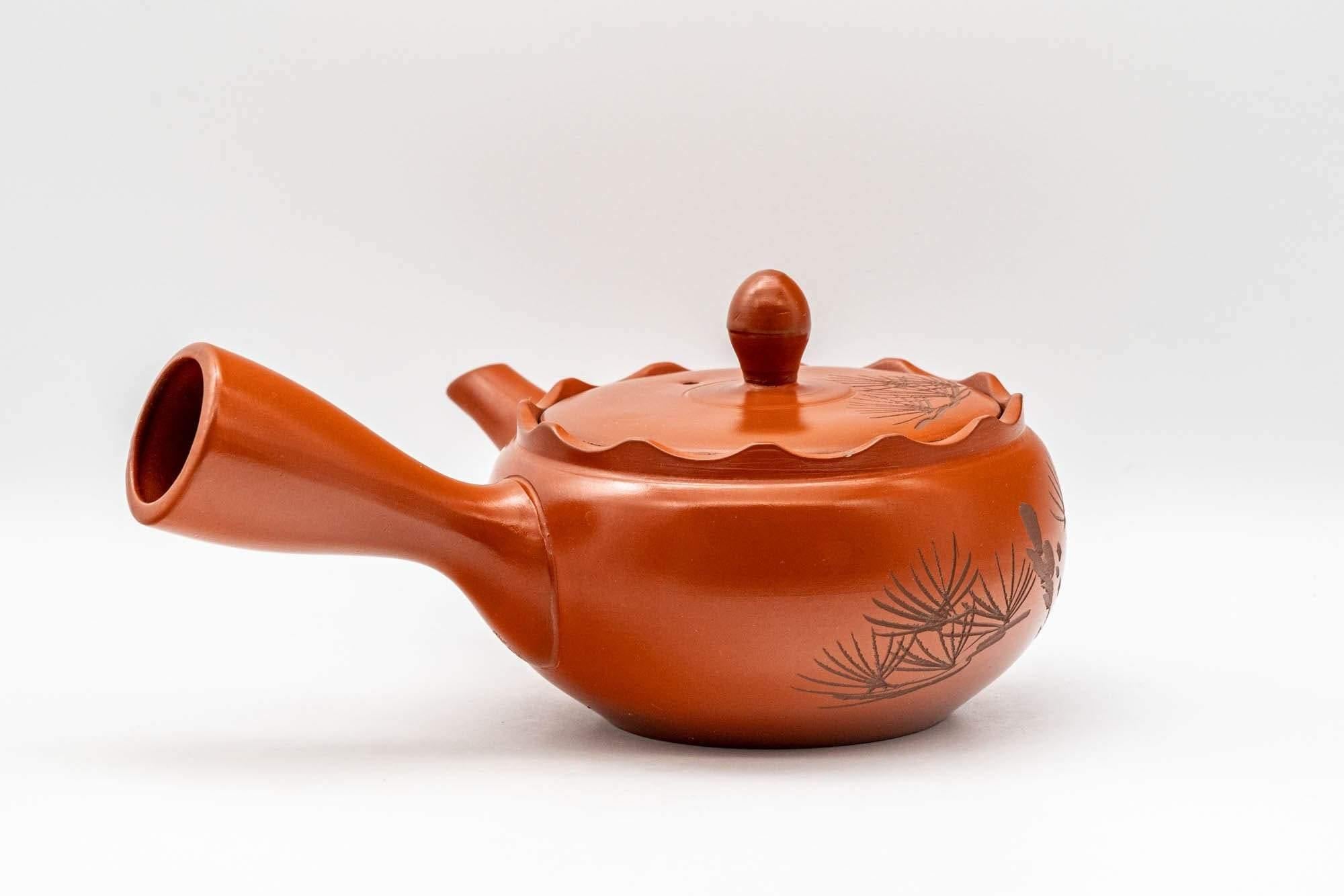 Japanese Kyusu - Crowned and Engraved Tokoname-yaki Teapot - 275ml