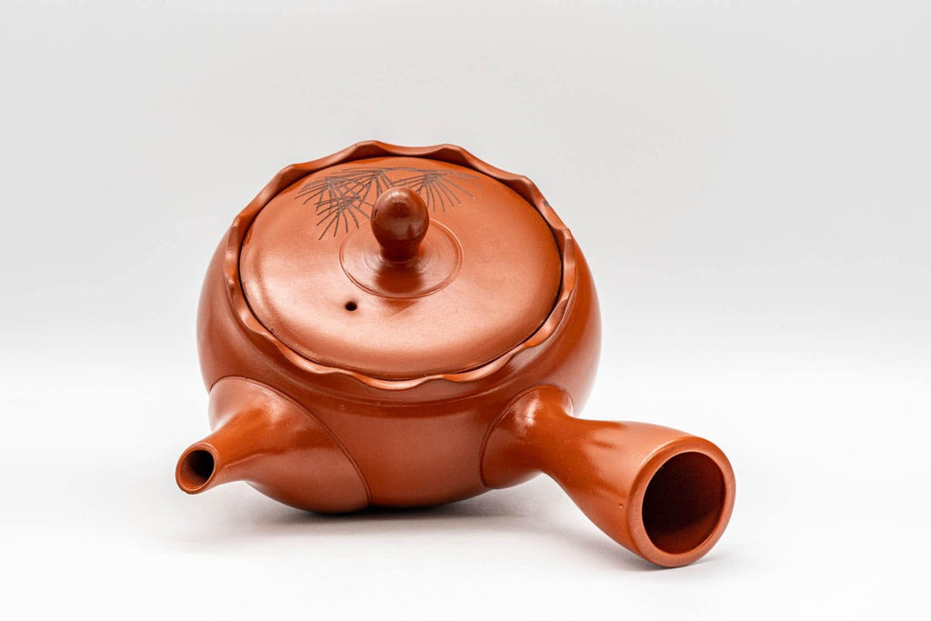 Japanese Kyusu - Crowned and Engraved Tokoname-yaki Teapot - 275ml