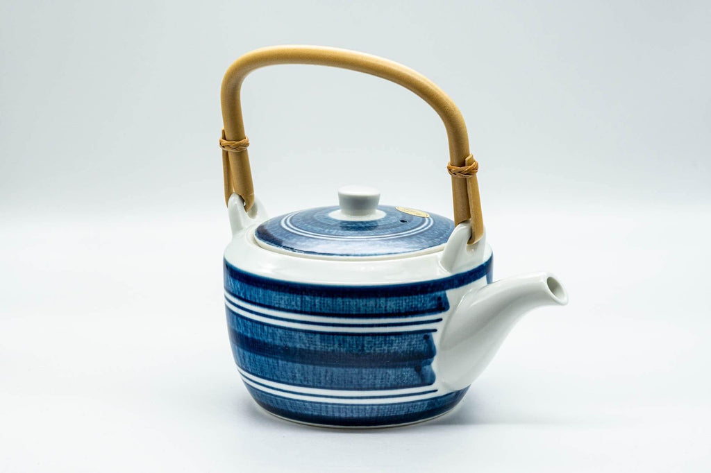 Japanese Dobin - Blue and White Striped Top-Handled Teapot - 380ml