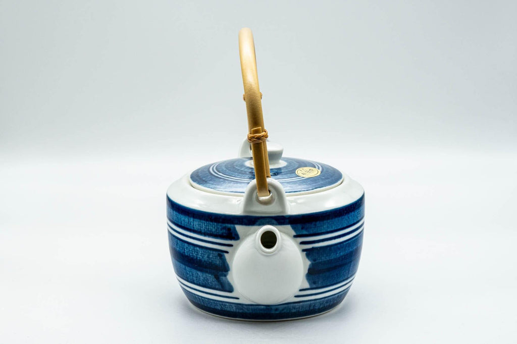 Japanese Dobin - Blue and White Striped Top-Handled Teapot - 380ml