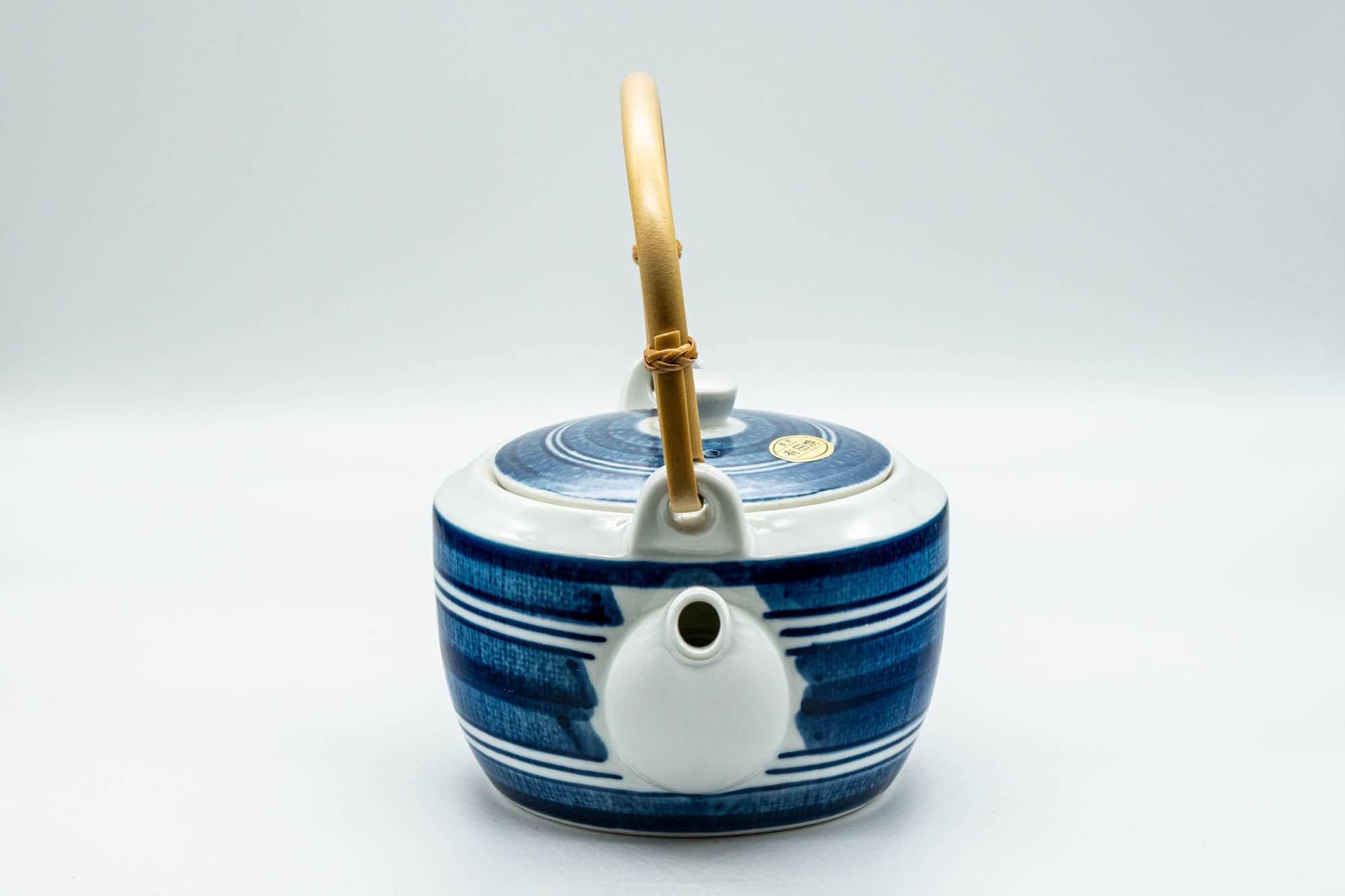Japanese Dobin - Blue and White Striped Top-Handled Teapot - 380ml