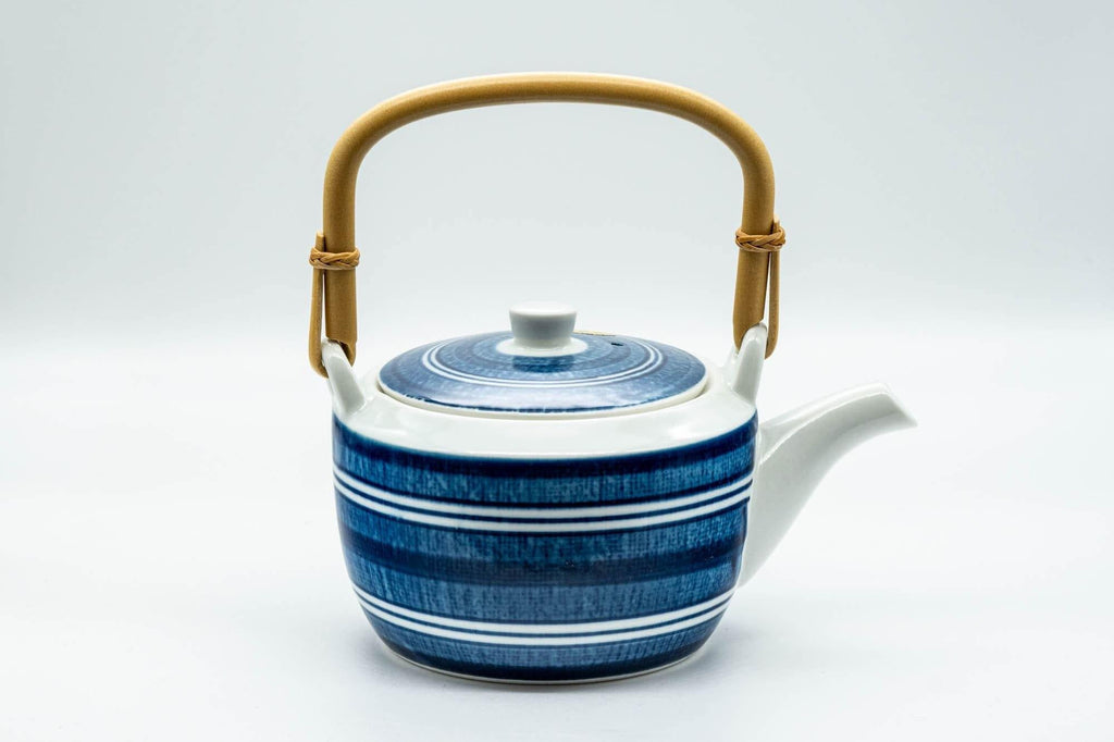 Japanese Dobin - Blue and White Striped Top-Handled Teapot - 380ml