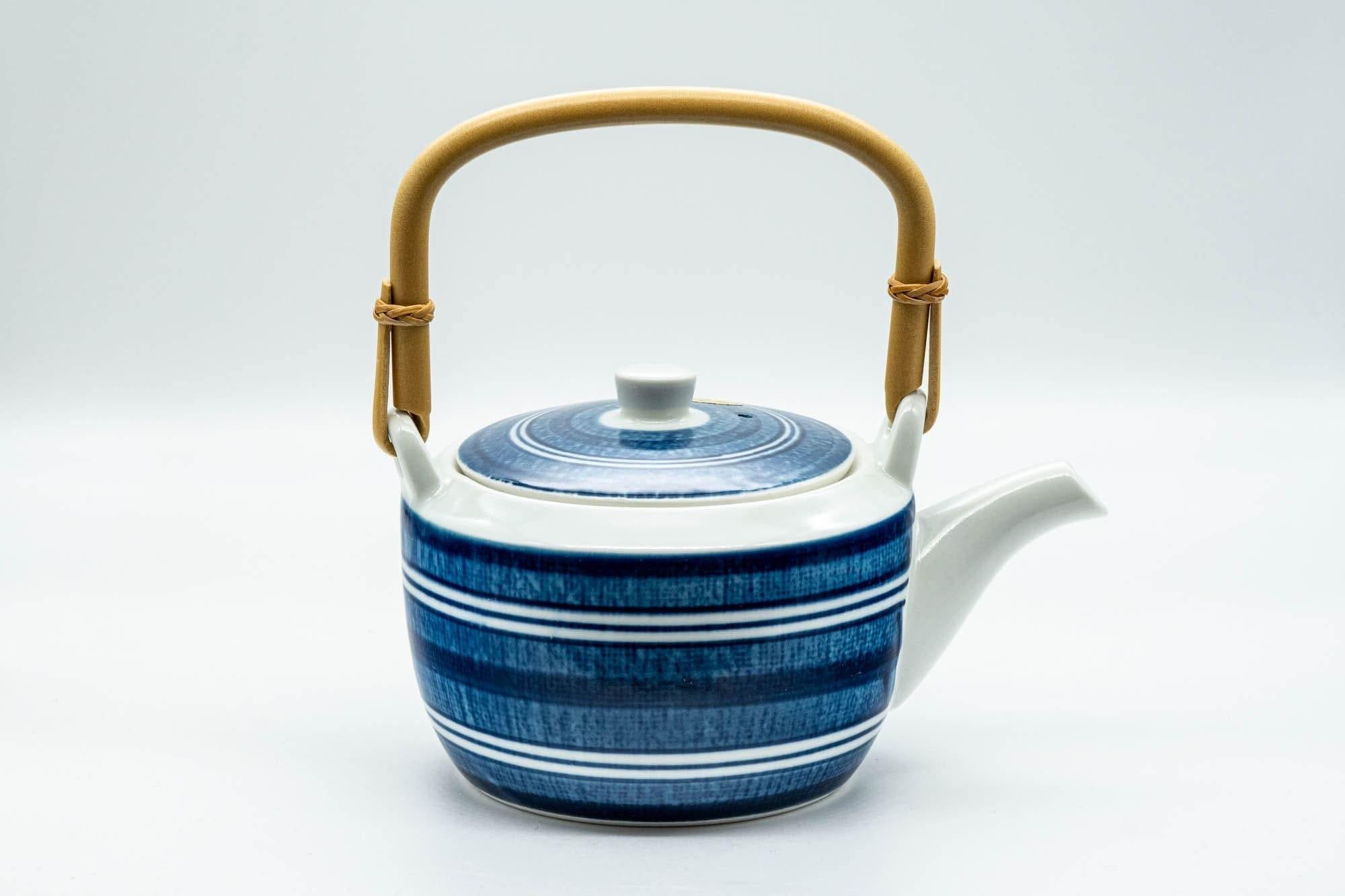 Japanese Dobin - Blue and White Striped Top-Handled Teapot - 380ml