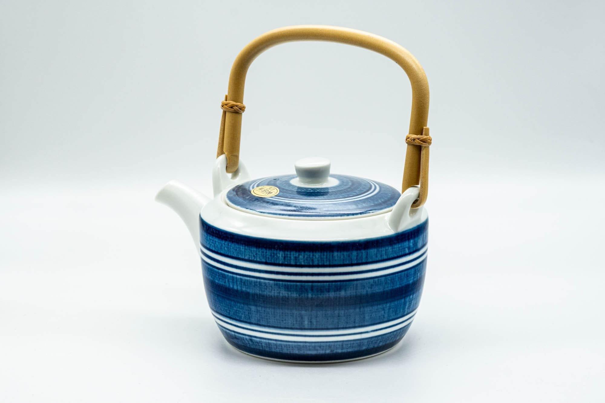 Japanese Dobin - Blue and White Striped Top-Handled Teapot - 380ml