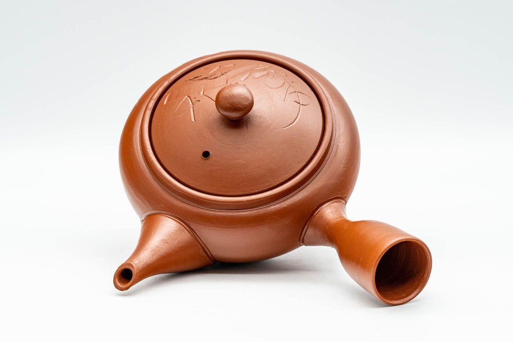 Japanese Kyusu - Engraved Floral Tokoname-yaki Debeso Teapot - 230ml
