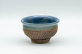 Japanese Teacup - Blue Glazed Carved Base Exterior Guinomi - 45ml