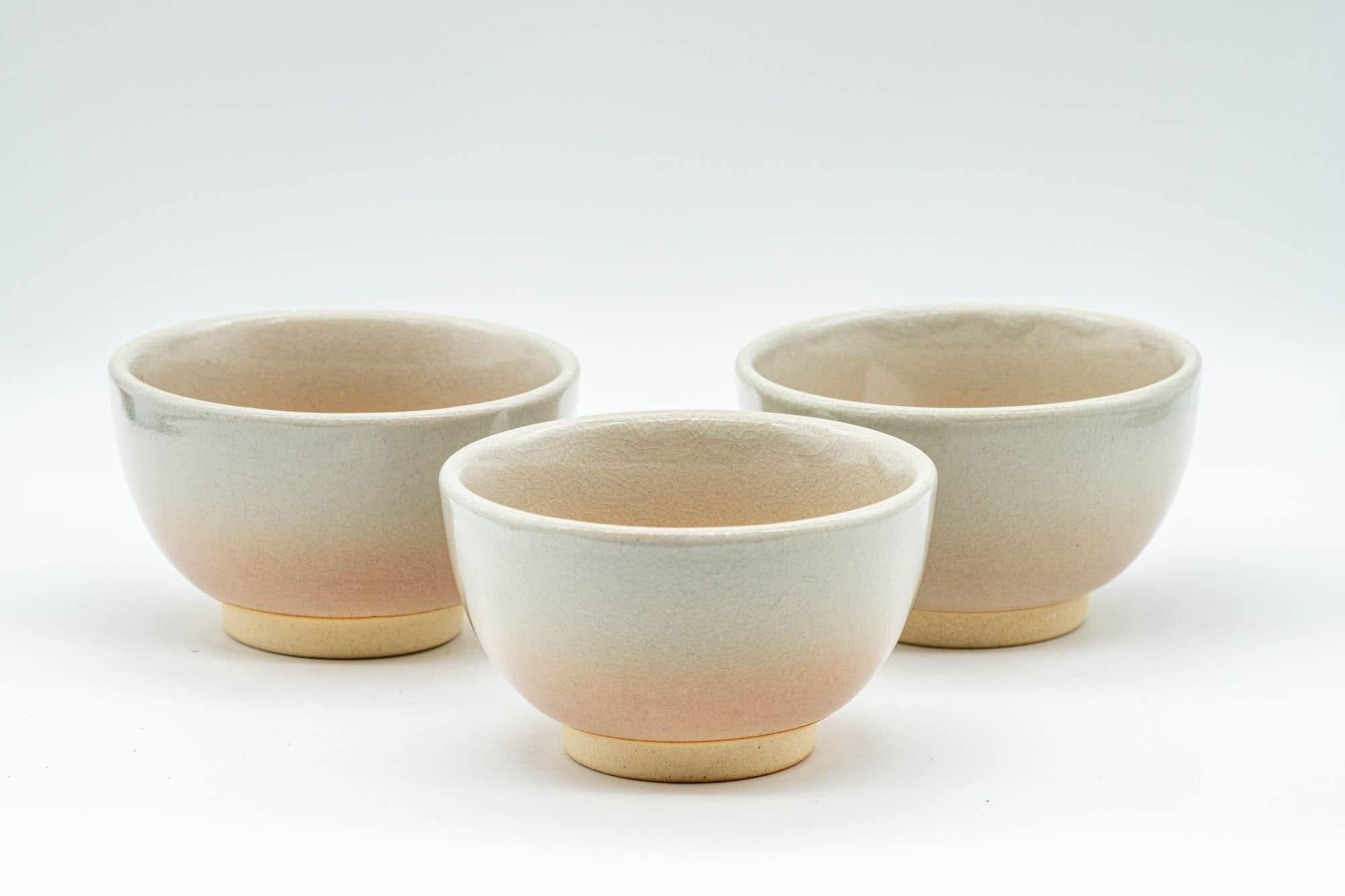 Japanese Teacups - Set of 3 Beige Glazed Hagi-yaki Yunomi - 120ml