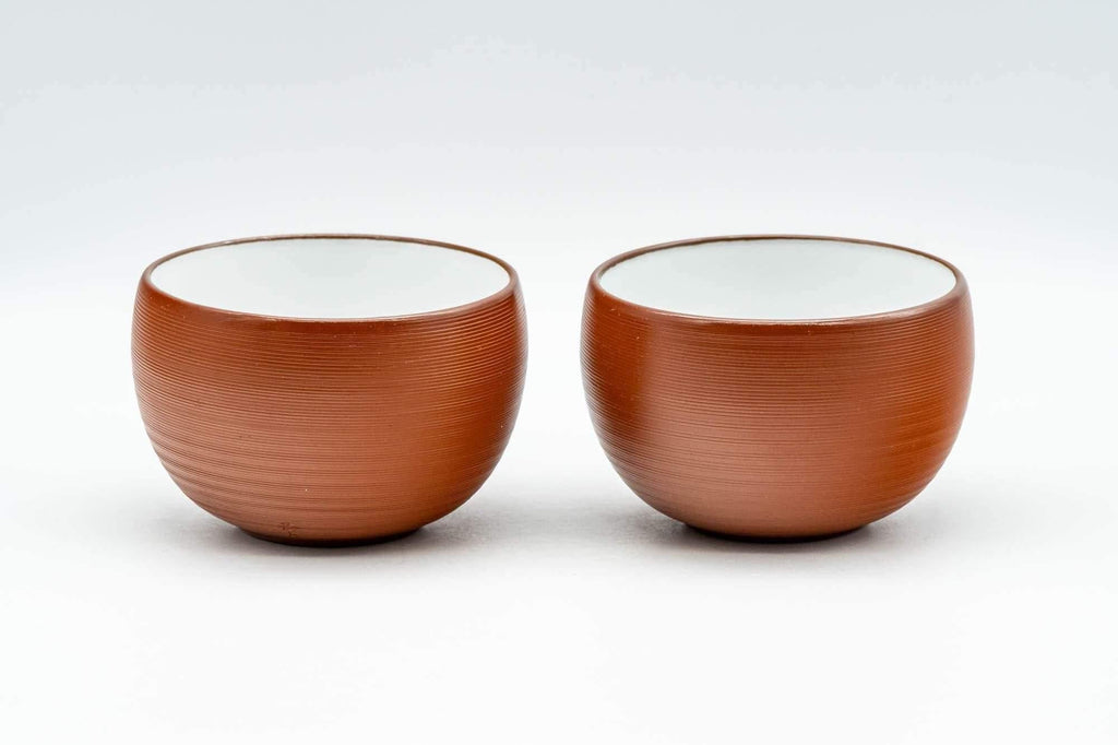Japanese Teacups - Pair of White Inner Glazed Tokoname-yaki Yunomi - 100ml