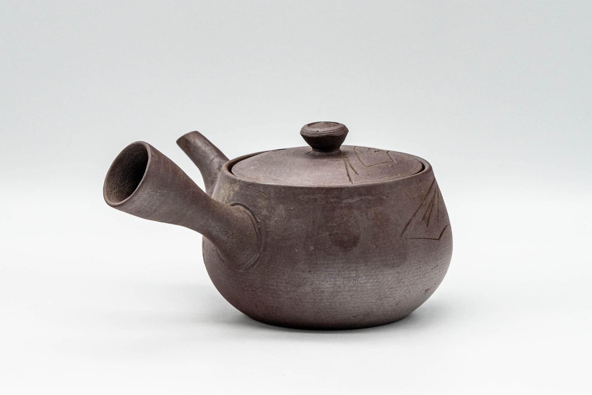 Japanese Kyusu - Engraved Geometric Banko-yaki Debeso Teapot - 200ml
