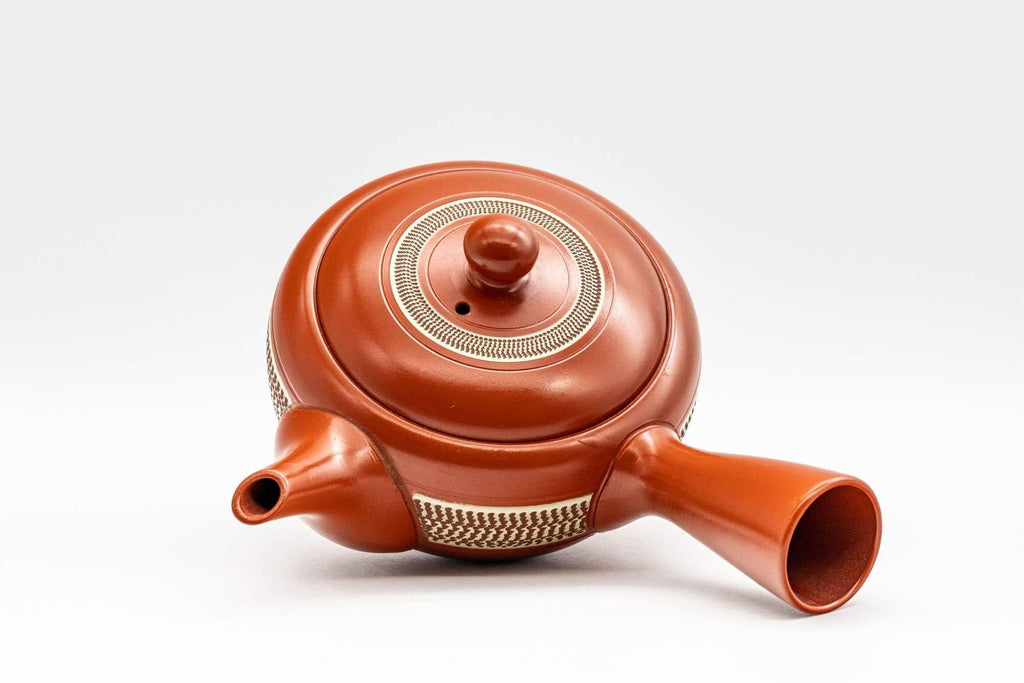 Japanese Kyusu - Engraved Yellow Striped Tokoname-yaki Teapot - 290ml